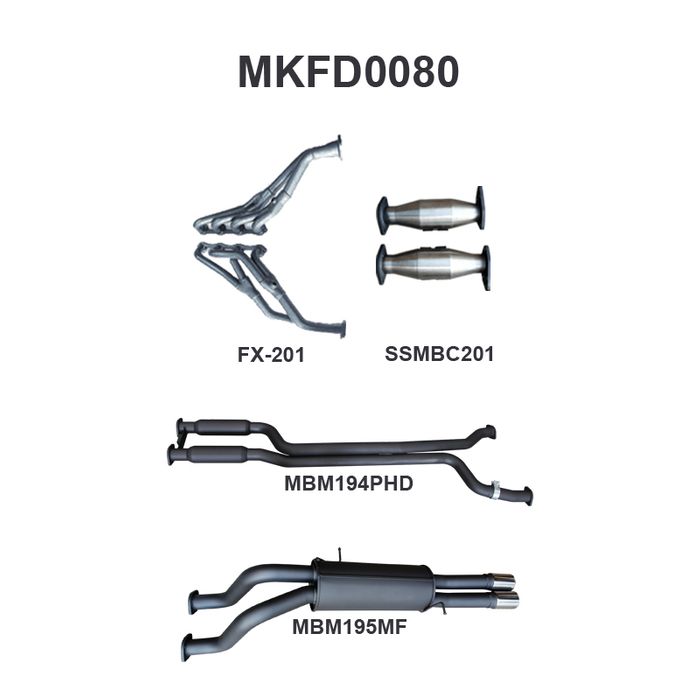 Ford Falcon AU V8 Ute 2.5in Dual With Extractors Hotdog/Muffler