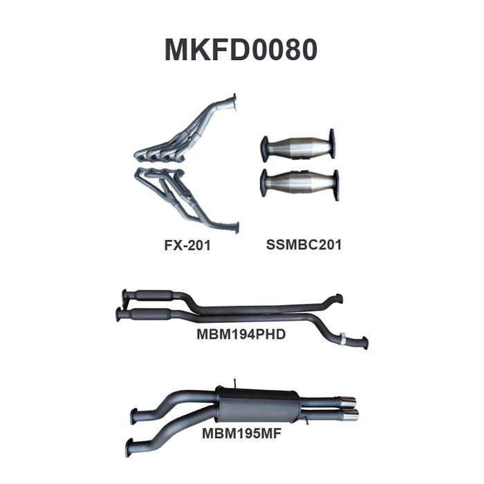 Falcon AU V8 Ute 2.5in Dual With Extractors Hotdog/Muffler