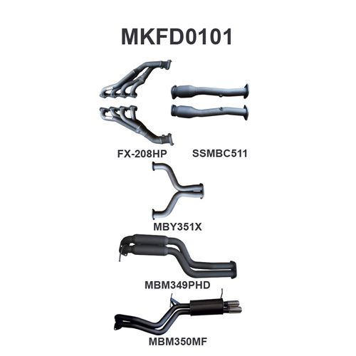Ford BA BF V8 4V Sedan 2.5in Dual With Extractors Hotdog/Muffler