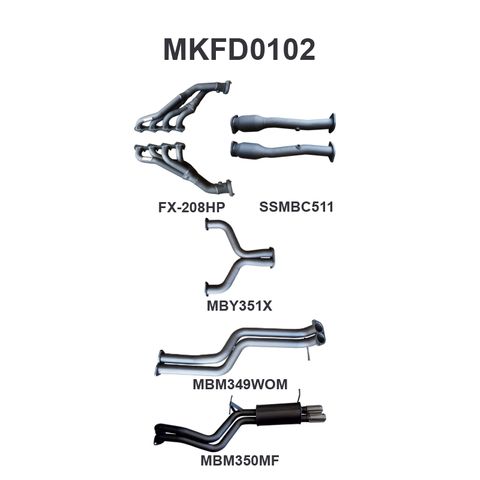 BA BF V8 4V Sedan 2.5in Dual With Extractors WOM/Muffler