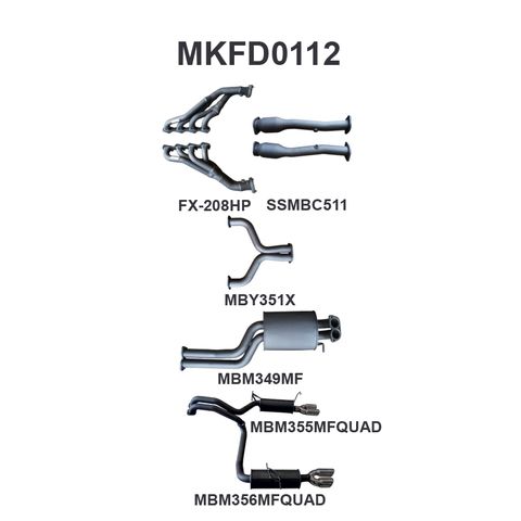 BA BF V8 4V Sedan 2.5in L & R With Extractors Muffler/Muffler