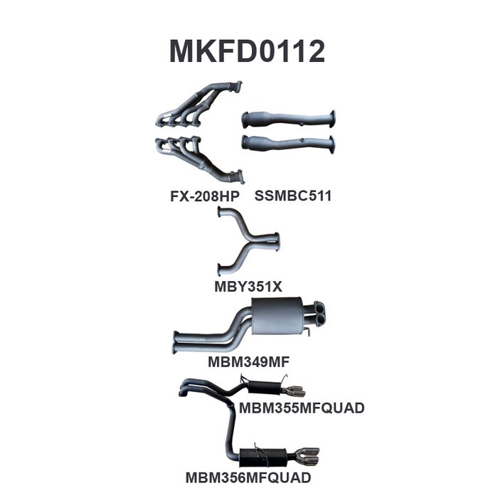 Ford BA BF V8 4V Sedan 2.5in L & R With Extractors Muffler/Muffler