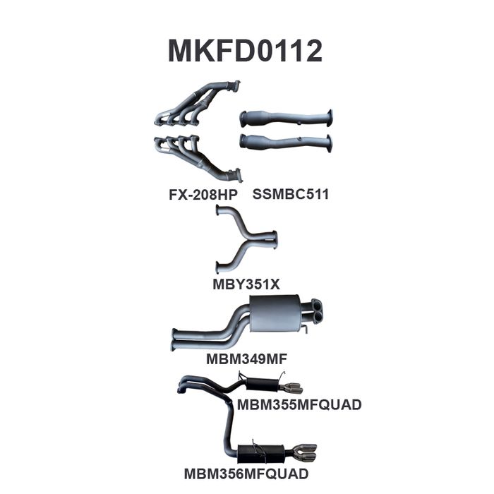 BA BF V8 4V Sedan 2.5in L & R With Extractors Muffler/Muffler