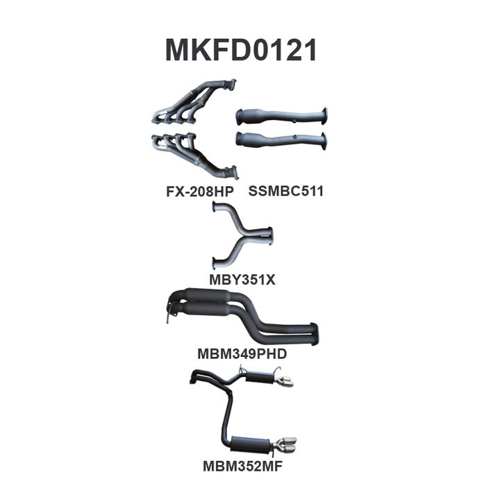 Ford BF GT V8 4V Sedan 2.5in L & R With Extractors Hotdog/Muffler