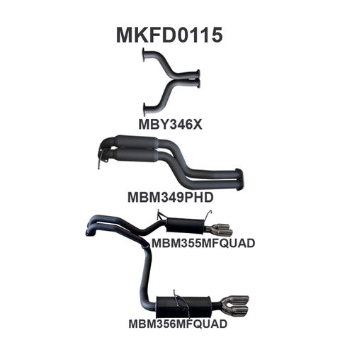 Ford BA BF V8 Sedan 2.5in L & R CatBack Hotdog/Muffler
