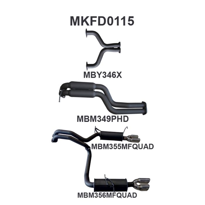 Ford BA BF V8 Sedan 2.5in L & R CatBack Hotdog/Muffler