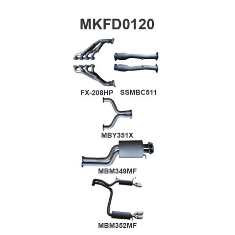 BF GT V8 4V Sedan 2.5in L & R With Extractors Muffler/Muffler