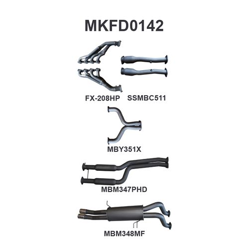 Ford BA BF V8 4V Ute 2.5in Dual With Extractors Hotdog/Muffler