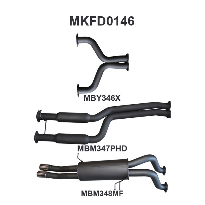 Ford BA BF V8 Ute 2.5in Dual CatBack Hotdog/Muffler