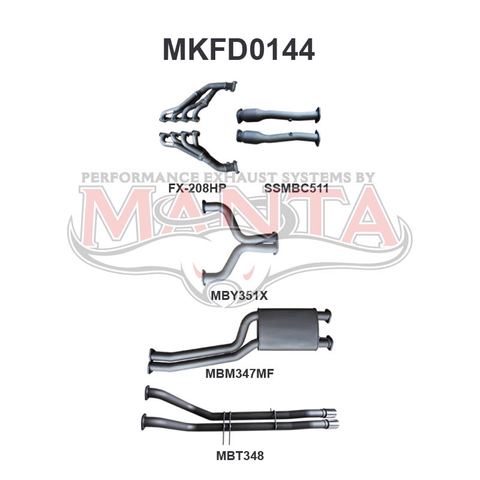 BA BF V8 4V Ute 2.5in Dual With Extractors Muffler/Tailpipe