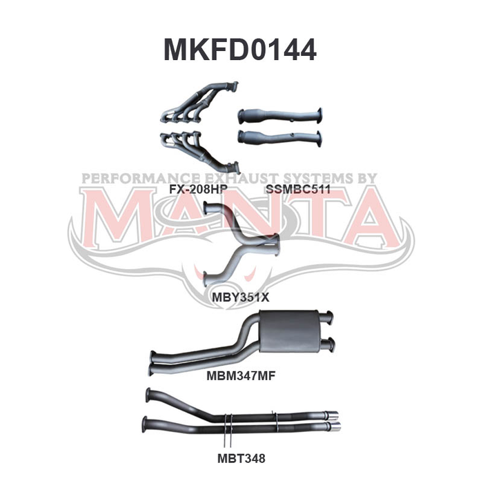 Ford BA BF V8 4V Ute 2.5in Dual With Extractors Muffler/Tailpipe