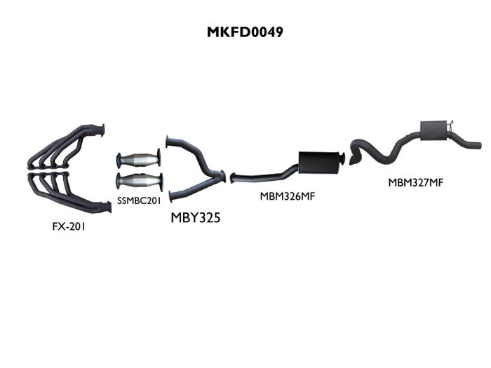 Falcon AU LIVE AXLE V8 Sedan 3in With Extractors Muffler/Muffler