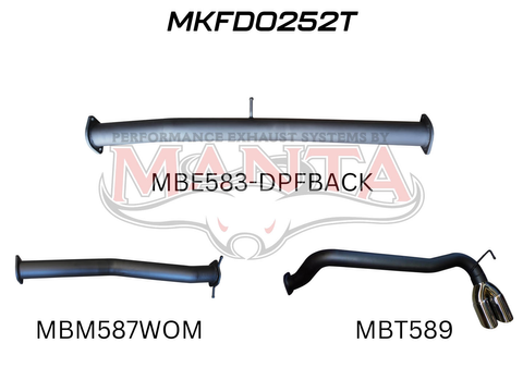 Ford PX2 Ranger 3in DPF Back Twin Tip Side Exit