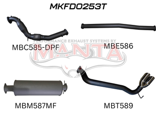 Ford PX2 Ranger 3in Turbo Back With Cat & Muffler, Twin Tip Side Exit