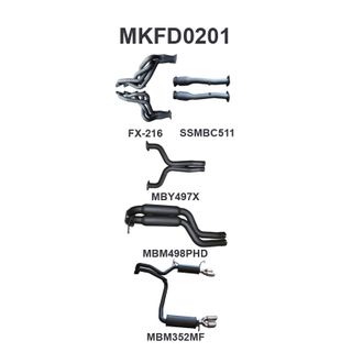 Ford FG GT 5.0L V8 SDN 2.5in L & R With Extractors Hotdog/Muffler