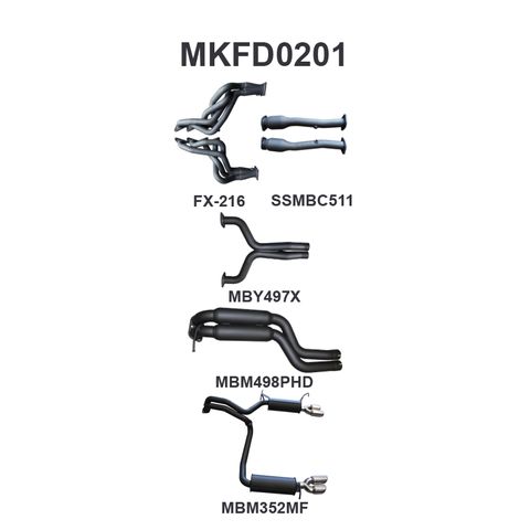 Ford FG GT 5.0L V8 SDN 2.5in L & R With Extractors Hotdog/Muffler