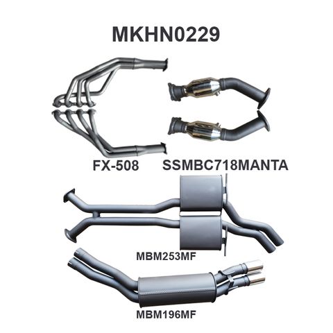 VU VY VZ V8 Ute 2.5in Dual With Extractors Muffler/Muffler