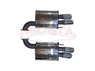 FORD MUSTANG V8 3in DUAL REAR MUFFLERS With Quad Tips
