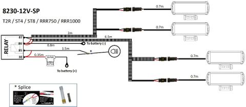 ST-Range, Triple-R Four lamp Pickup harness kit with splice