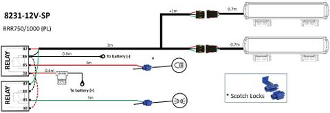 Triple-R 750/1000 with Position Light Two-lamp harness kit with splice