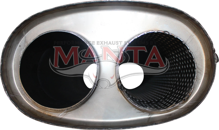 3in, 8in x 5in Oval Centre/Centre, Twin In/Twin Out, 20in (500mm) Long, Megaflow Muffler - Medium