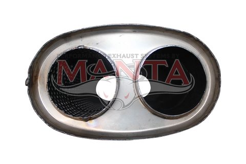 3in, 8in x 5in Oval Centre/Centre, Twin In/Twin Out, 20in (500mm) Long, Megaflow Muffler - Medium