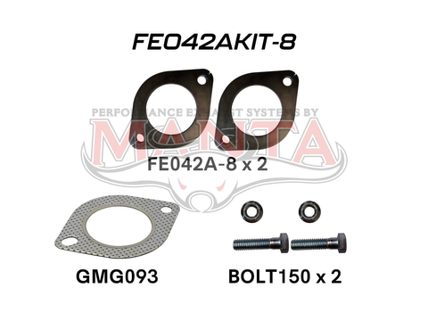 2 Bolt 2.5in Commodore Flange Kit Inc FE042A-8 x 2, GMG093 x 1 Gasket + BOLT150 x 2