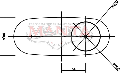 3in, 10in x 4in Oval Offset/Centre, 16in (400mm) Long, Megaflow Muffler - Medium - Aluminised Steel