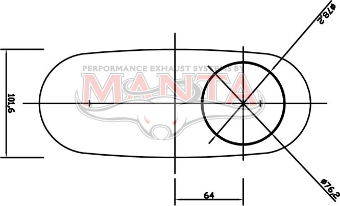 3in, 10in x 4in Oval Offset/Centre, 16in (400mm) Long, Megaflow Muffler - Medium - Aluminised Steel