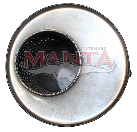 3in, 6in Round Offset/Centre, 16in (400mm) Long, Megaflow Muffler - Medium - Stainless Steel