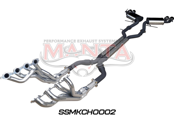 Chevrolet Camaro 2018+ 6.2L V8 17/8in Coated Extractors & 3in Dual System with Valves & 4in Tips