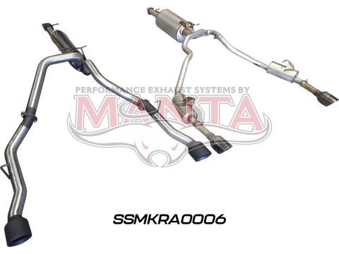 DT RAM1500 5.7L V8 3in Single into Twin, Factory Cat Back Exhaust, with 5in Black tips