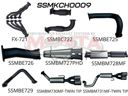 Chevrolet Silverado 1500 6.2L V8 Full Exhaust System inc Extractors & Cats, With Quad Tips