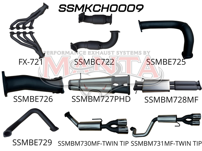 Chevrolet Silverado 1500 6.2L V8 Full Exhaust System inc Extractors & Cats, With Quad Tips