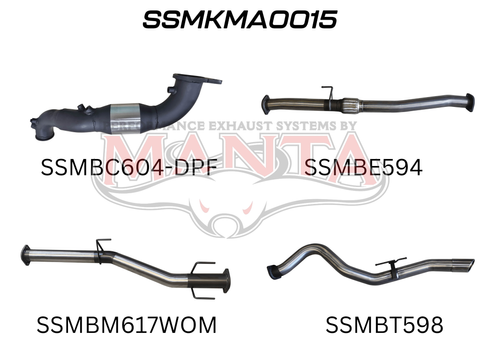 BT50 2020 ON 3.0L TURBO BACK WITH CAT & WITHOUT MUFFLER