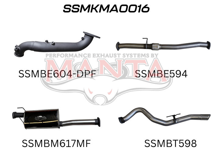 Mazda BT50 2020 ON 3.0L TURBO BACK WITHOUT CAT & WITH MUFFLER