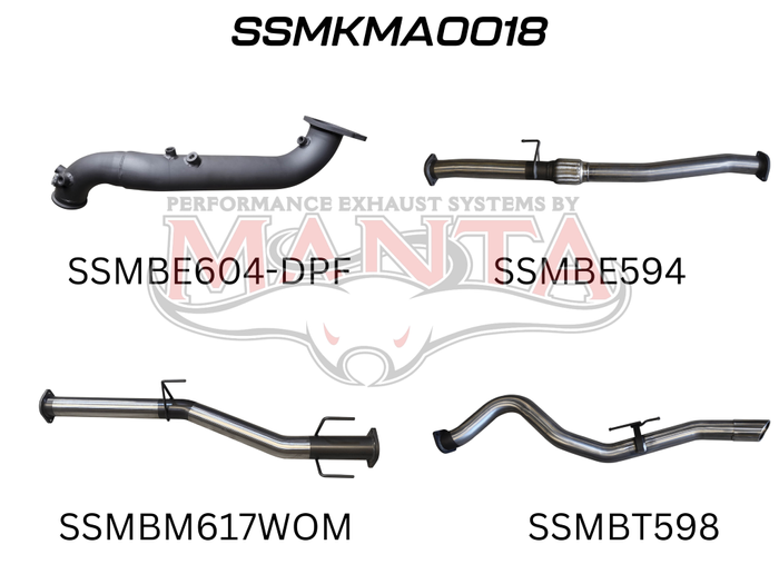 Mazda BT50 2020 ON 3.0L TURBO BACK WITHOUT CAT & WITHOUT MUFFLER