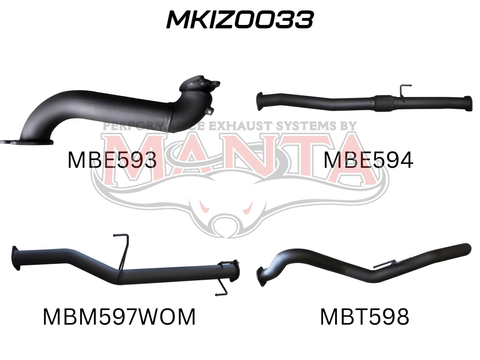 Isuzu D-Max June 2012 - Jan 2017 3.0L Without Cat & Without Muffler