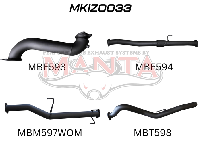 Isuzu D-Max June 2012 - Jan 2017 3.0L Without Cat & Without Muffler