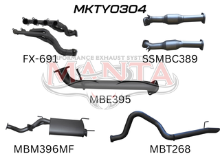 Toyota UZJ100 LANDCRUISER 4.7L V8 EXTRACTORS, CATS & 3in EXHAUST WITH CENTRE MUFFLER & REAR TAILPIPE