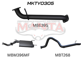 UZJ100 LANDCRUISER 4.7L V8 3in CAT-BACK EXHAUST WITH CENTRE MUFFLER & REAR TAILPIPE