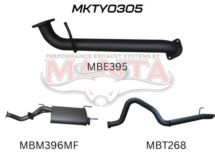 Toyota UZJ100 LANDCRUISER 4.7L V8 3in CAT-BACK EXHAUST WITH CENTRE MUFFLER & REAR TAILPIPE
