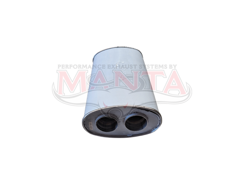 3in, 11in x 6in Oval Offset/Centre, 20in (500mm) Long, Megaflow Muffler - Medium - Stainless Steel