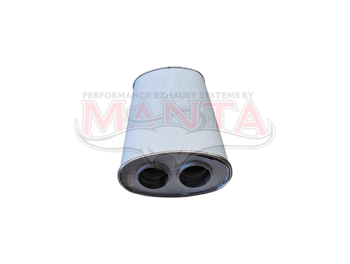 3in, 11in x 6in Oval Offset/Centre, 20in (500mm) Long, Megaflow Muffler - Medium - Stainless Steel