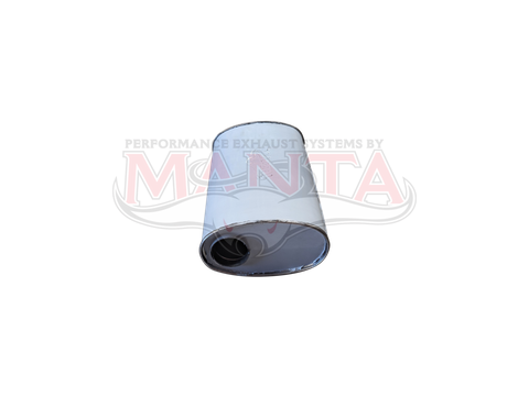 3in, 11in x 6in Oval Offset/Centre, 20in (500mm) Long, Megaflow Muffler - Medium - Stainless Steel