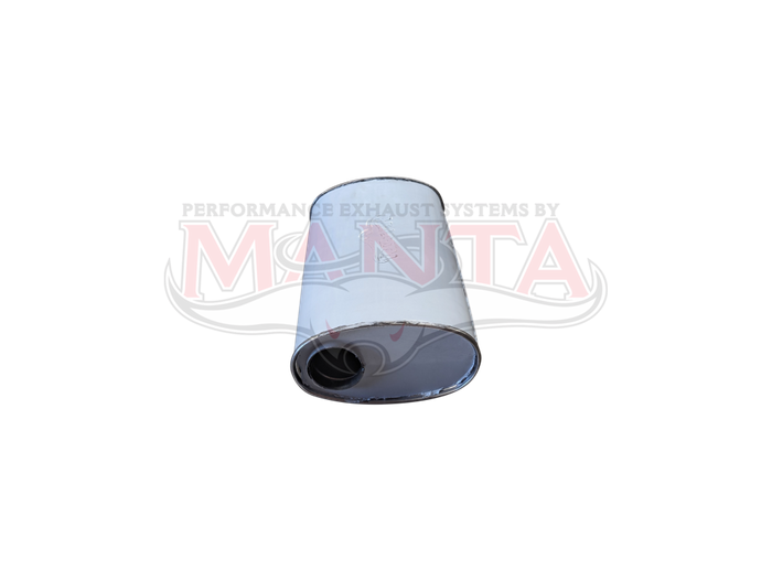 3in, 11in x 6in Oval Offset/Centre, 20in (500mm) Long, Megaflow Muffler - Medium - Stainless Steel