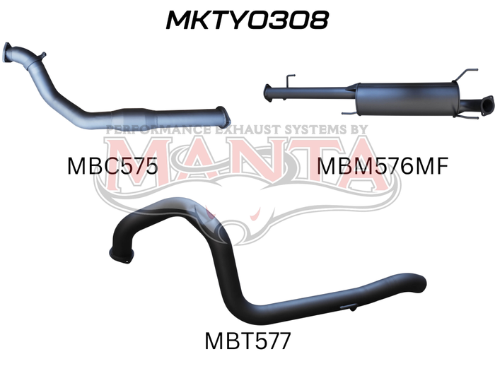 Toyota KDJ120, 150 PRADO 3.0L D4D 3in WITH CAT, NO REAR MUFFLER