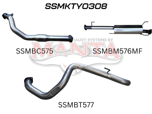 Toyota KDJ120, 150 PRADO 3.0L D4D 3in WITH CAT & WITHOUT REAR MUFFLER