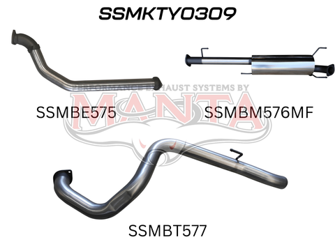 Toyota KDJ120, 150 PRADO 3.0L D4D 3in, NO CAT & NO REAR MUFFLER