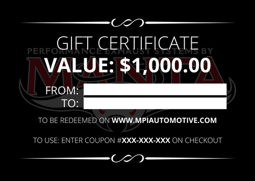 MPIAUTOMOTIVE.COM $1000 GIFT CARD